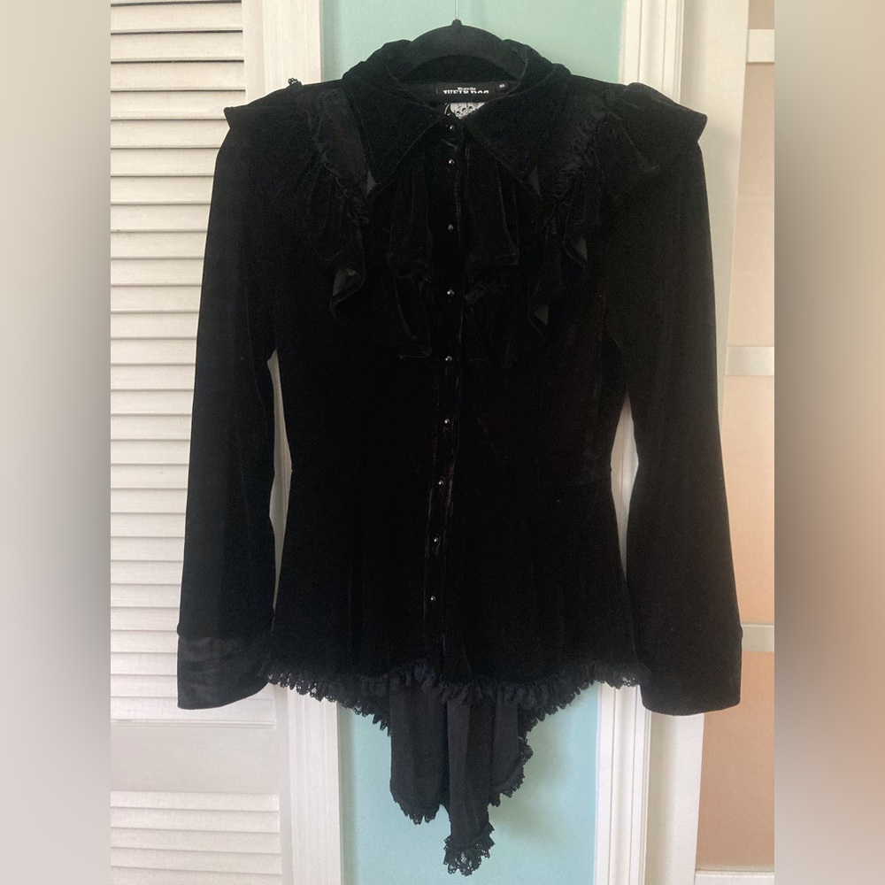 Killstar Victorian Gothic Velvet Long Sleeve Top